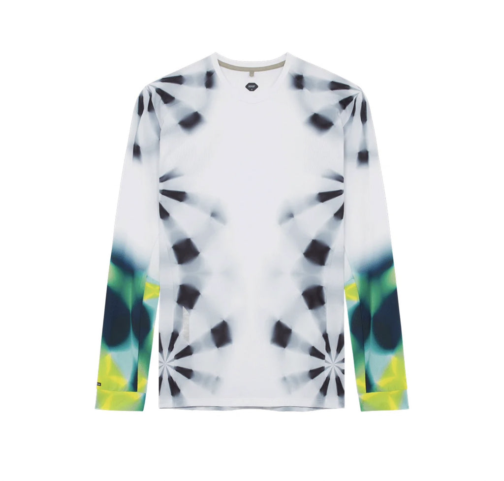 Soar - LS Printed Tech T White/Green Kaleidoscope