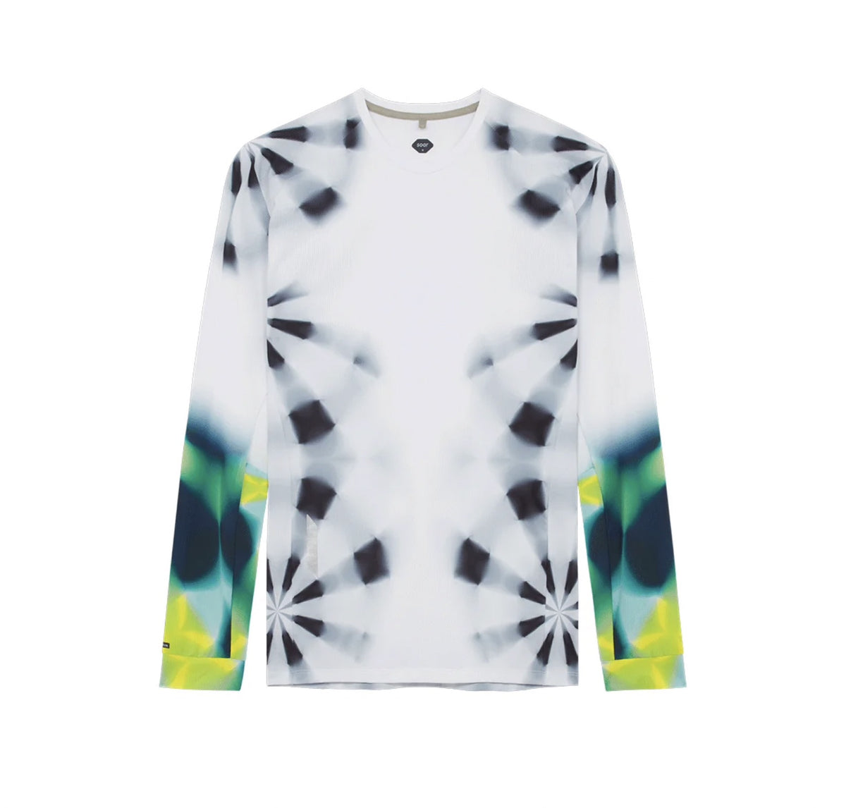 Soar - LS Printed Tech T White/Green Kaleidoscope