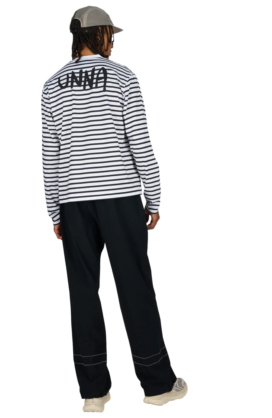 UNNA - Striped LS White And Navy Men