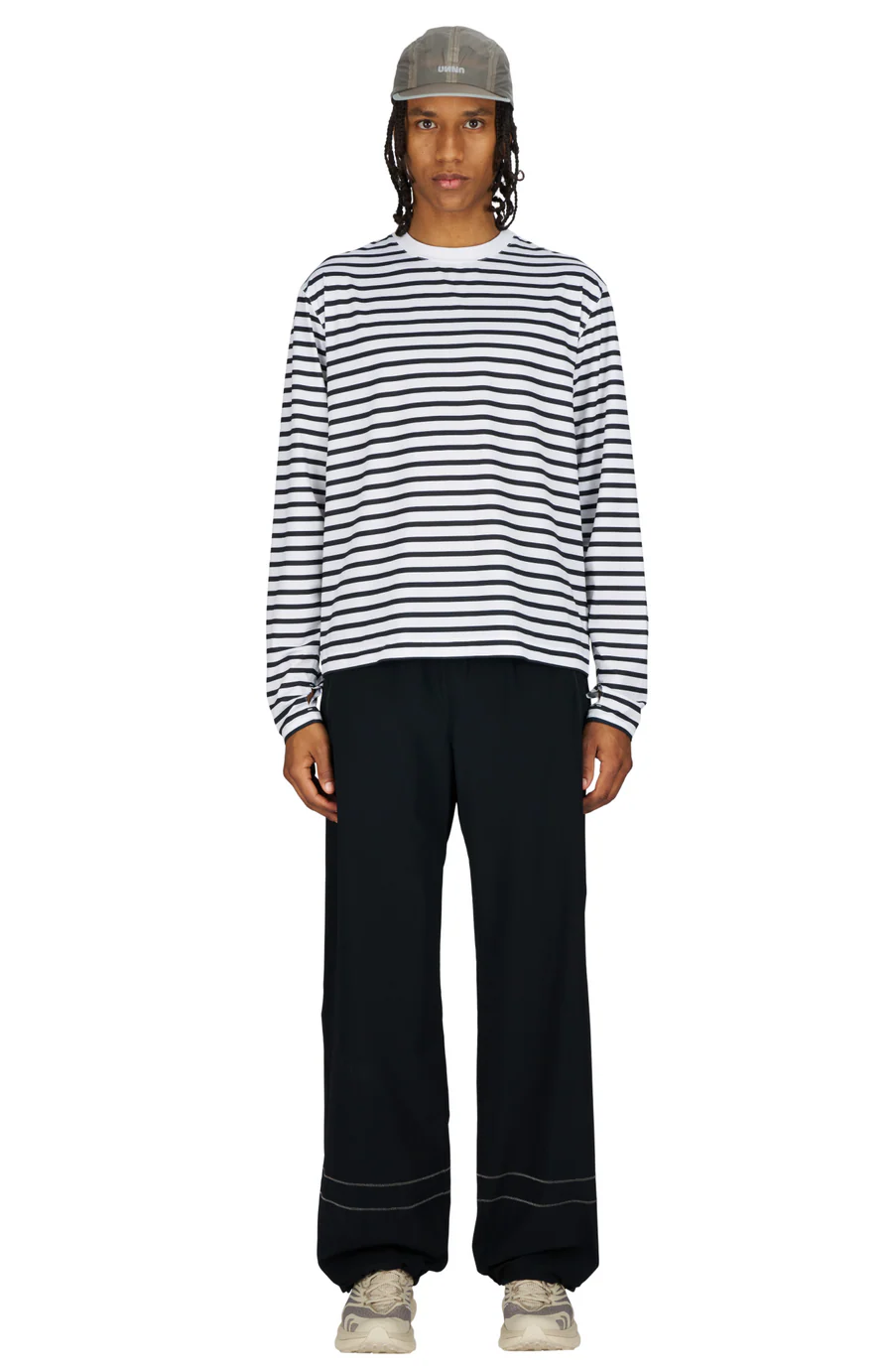 UNNA - Striped LS White And Navy Men